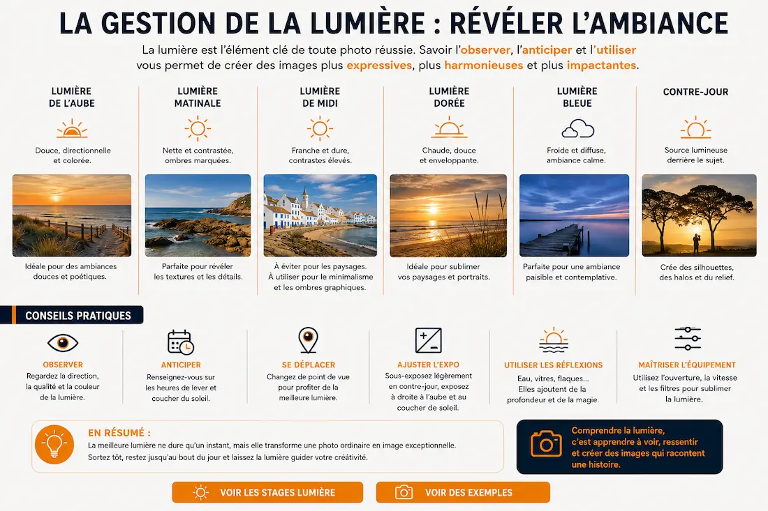 Lumière dorée sur un paysage vendéen au coucher du soleil